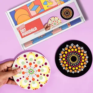 KITSTERS DIY Dot Mandala Art Coasters Kit | Design MDF Coaster | Helps Relax - Meditate - Build Patience & Creativity | Art & Craft Kit - Home & Office Decor | Detailed Video Workshop Included