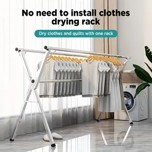Retractable Clothes Drying Rack 63 Inch Heavy Duty Stainless Steel Foldable Laundry Drying Rack for Indoor Outdoor Use Durable Collapsible Metal Clothesline