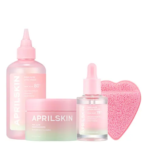 [APRILSKIN Official] 19M Prime Jejudo Pink Aloe Calming Glass Skin Set| Soothing & Irritated cares  | Korean Skincare | Cleanser, Mask, Serum, Exfoliant