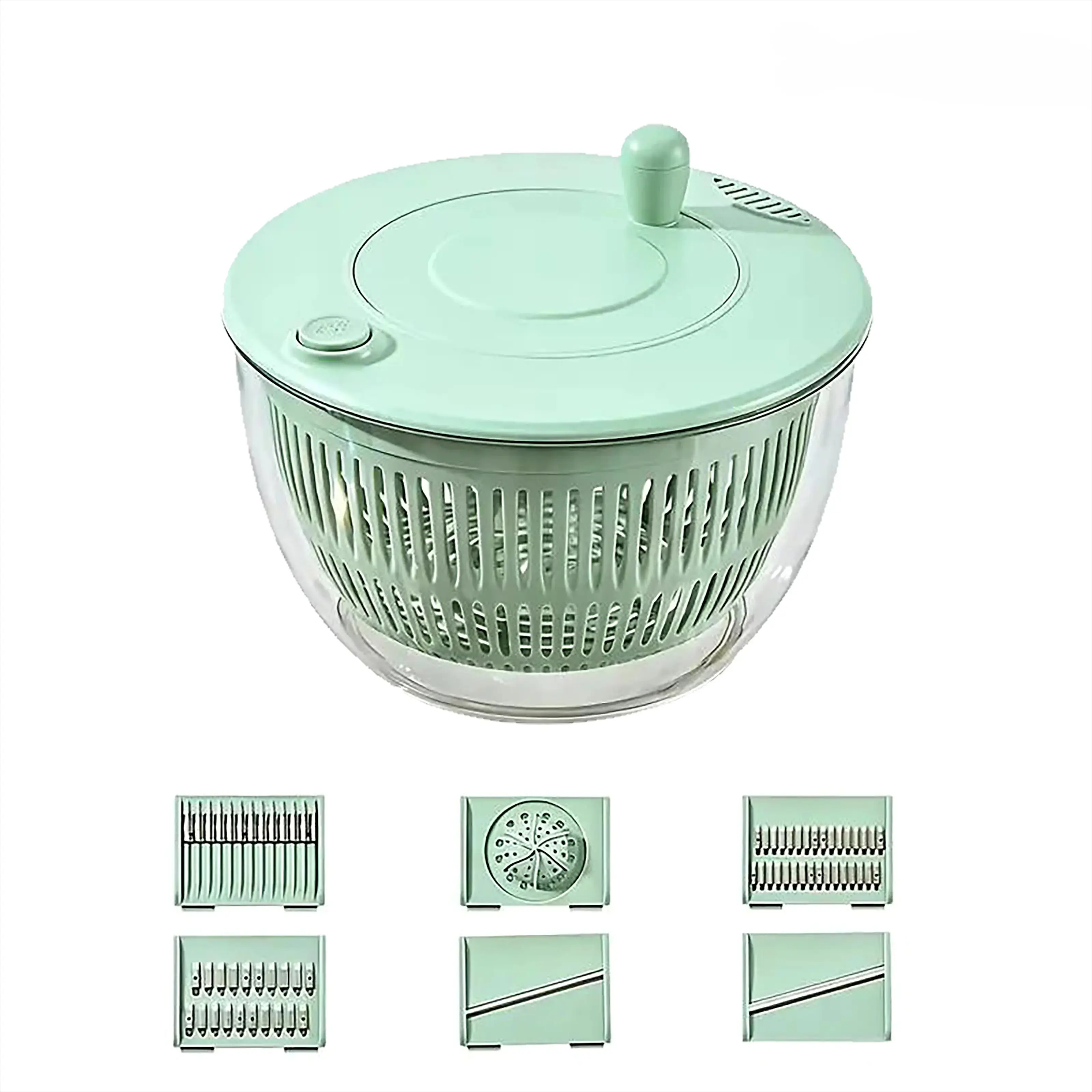 ZUVV5.3Qt Large Salad Spinner & 3-in-1 Veggie Washer with Strainer, 5-Blade Slicer & Egg Yolk Separator – Ideal for Summer Meal Prep, Camping, Picnics & Outdoor BBQs, Wash/Drain/Chop All in One Bowl #SummerWins#DFYD