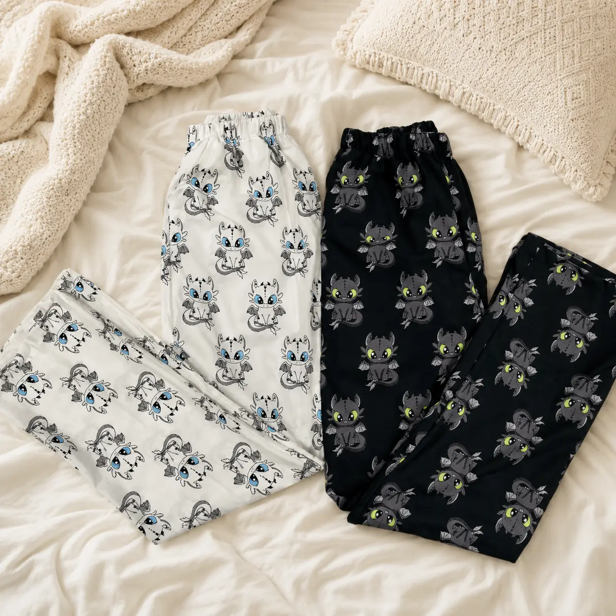 Cute Dragon Print Pajama Pants, Unisex Lounge Sleep Pants, Relaxed Fit Drawstring Pajama Bottoms, Cozy Homewear Trousers