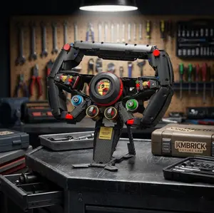 1221PCS Mechanical Racing Control System Building Block Set, DIY Simulation Driving Steering Wheel Model Kit, Professional Tech Gear Collectible for Adult Fans, Creative Engineering Desk Decor, STEM Birthday Gift fathersdaygift