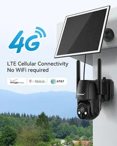 Jennov 4G LTE for No WiFi Solar Security Cameras Wireless Outdoor 5MP 3K Camera, PIR Motion Detection, Siren, Color Night Vision, SD/ Cloud Storage (SIM Card Included) Powered Trail，Not support WiFi connection