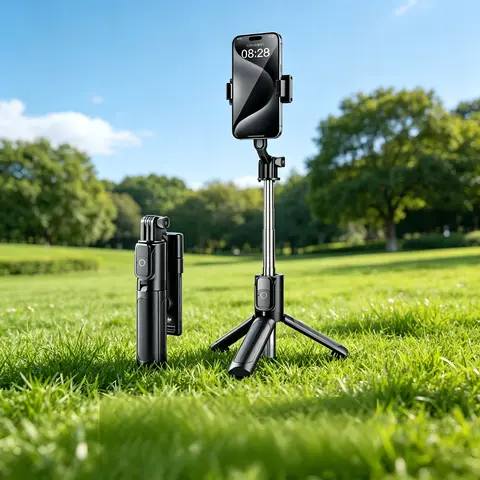 Compact Extendable Selfie Stick Tripod with Phone Holder, Detachable Remote & 360° Rotation – Smartphone/Mobile Accessory for Recording, Compatible with iPhone, Android, Samsung