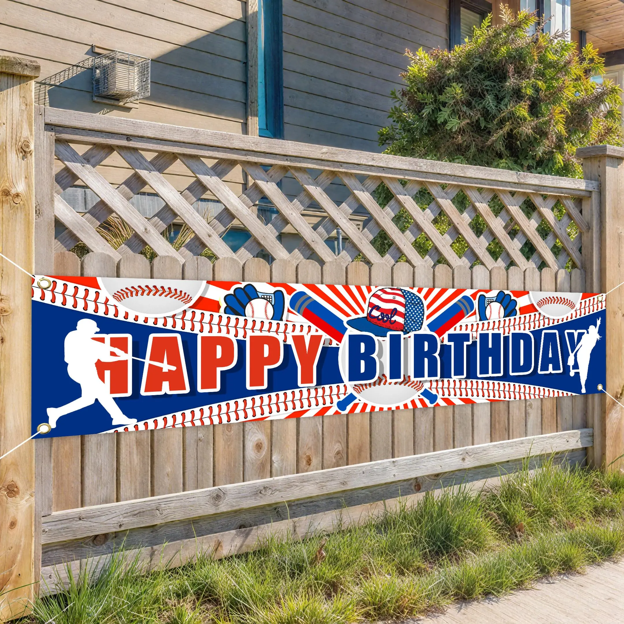 Baseball Happy Birthday Banner Party Yard Sign Decorations For Supplies Sport Themed Backdrop Photo Booth
