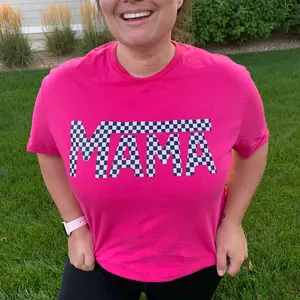 Mama Checkered  cotton Tee