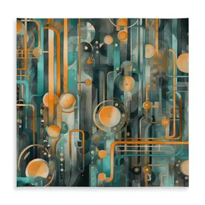 MWW C1TC58580LMNYJ 58 x 58 in. Astrological Machinery Turquoise Tablecloth - Indoor & Outdoor Decor