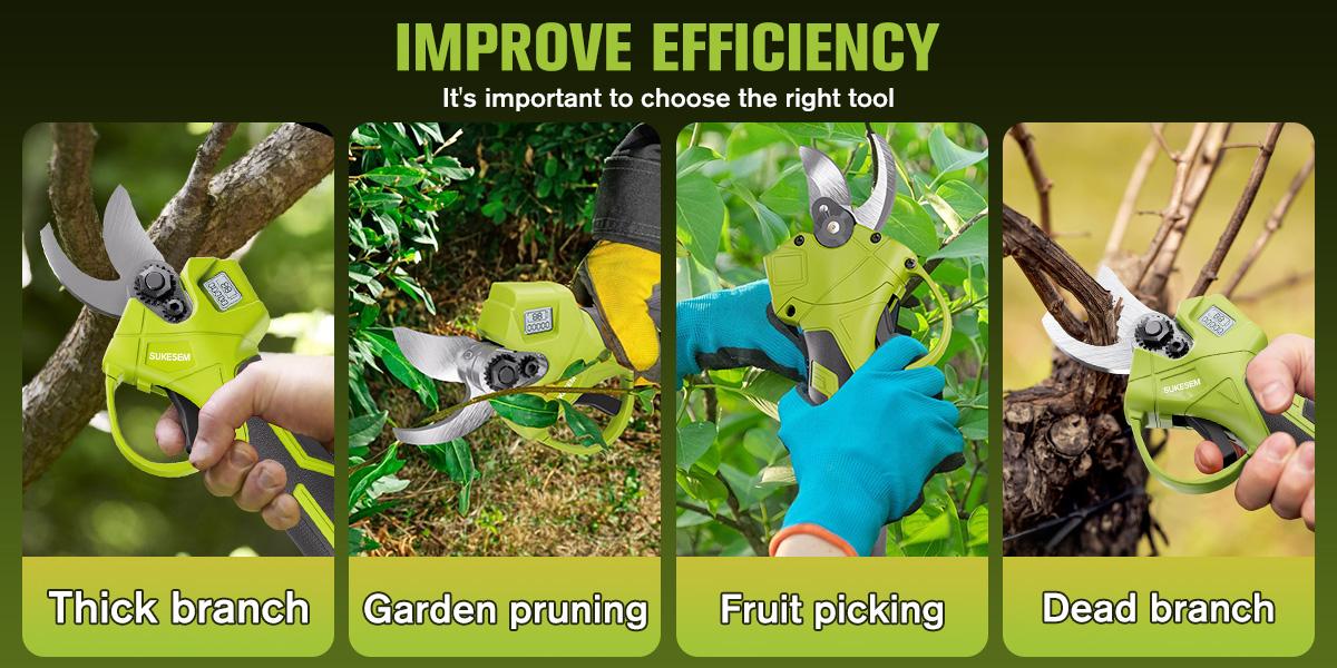 21V cordless electric pruning shears with LCD display, equipped with rechargeable batteries, suitable for pruning trees and shrubs