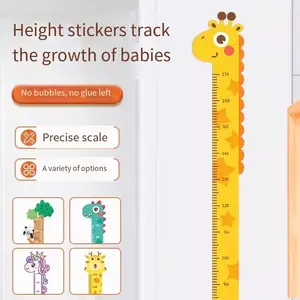 Cartoon Height Measurement Sticker, Waterproof Wall Decal, Removable Baby Growth Chart, Kids Room Decoration, No Frame