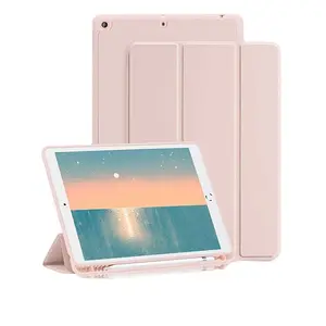 Shockproof Soft TPU iPad Case for iPad 10.2" 9th/8th/7th Gen (2021), Smart Magnetic Folio Cover with Pencil Holder & Kickstand, Auto Wake/Sleep Protective Shell for Apple iPad 10.2 Inch