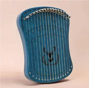 17 Tones Strings Harp Lyre Portable Fingerplay Stringed Mahogany Harp Organ Musical Beginner Instrument With Tuning Lever Picks