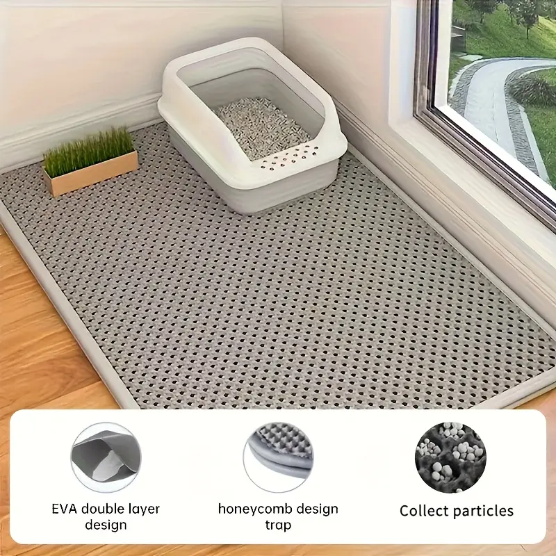 Extra-Large Double-Layer EVA Cat Litter Mat - Non-Slip, Waterproof, Odor Control, Easy to Clean, Easy to Stow - Ideal for Indoor Cat Litter Boxes