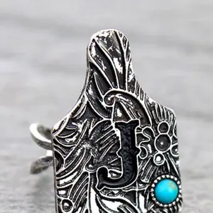 Cow Tag Initial Cuff Ring - Simple Design, Lightweight, Versatile Accessory for Everyday Wear