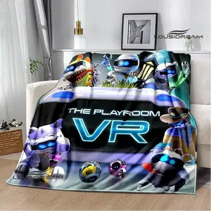 3D ASTRO BOT Cartoon Printed Flannel Blanket Warm Soft Bed Lining Picnic Blanket Home Decoration Birthday Gift for Kids Fans