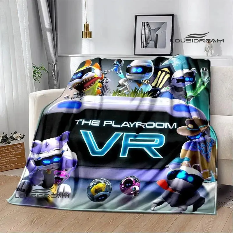 3D Astro Bot Cartoon Printed Wrinkle-Resistant Flannel Blanket, Warm Soft Bedding Lining, Picnic Blanket for Kids Fans, Home Decoration & Birthday Gift