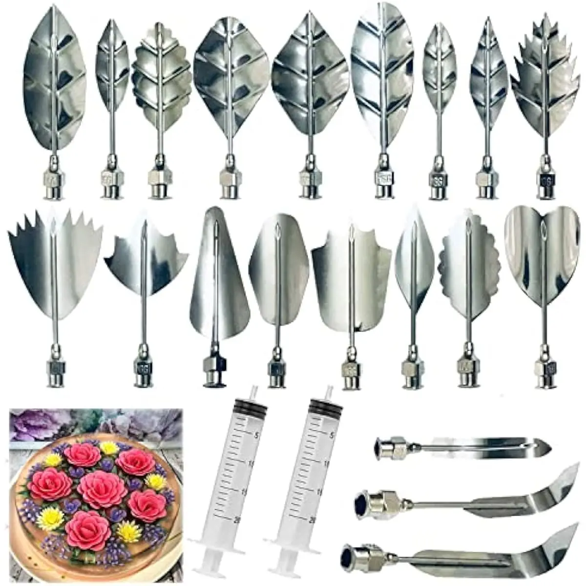 Stainless Steel Gelatin Jelly Art Tools, 22 PCS 3D Jelly-Art-Tools Pudding-Nozzle Cake Needles Gelatin Tools for Cake Decoration, Jelly Cake making