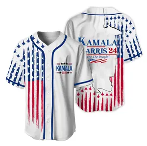 Kamala Harris '24 US Flag Baseball Jersey, President Kalama 47, For The People Baseball Jersey Shirt with Vintage Style, Button Down shirt