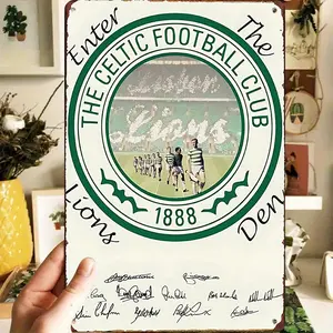 1 Piece Celtic FC1888 Lion's Den Official Fan Poster - Vintage Metal Tin Sign 20.32cm x 30.48cm Wall Art, Artistic, Suitable for Men's Cave, Bar, Farmhouse Decoration - Fan Collection Souvenir Gift, Celtic Home Decor, Classic Team Image