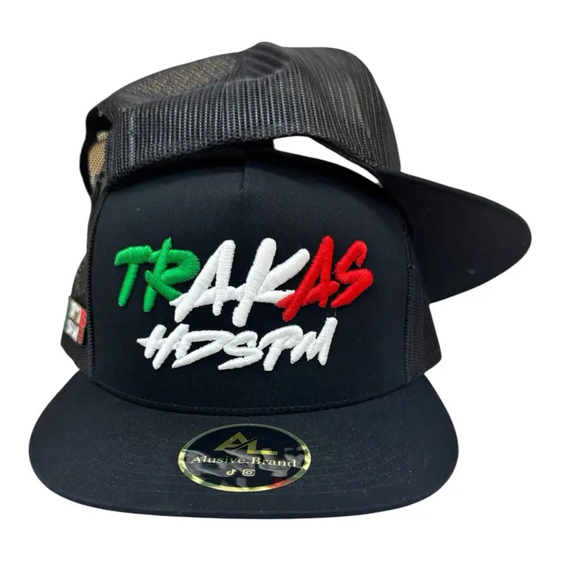 Trakas Tricolor Hat - Black with Green Red and White Logo by Trakas Brand