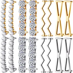 16 Pieces Shoelace Charms for Sneakers Include 4 Pairs Gold and 4 Pairs Silver DIY Decorative Shoelace Charms Faux Pearl Rhinestones Shoes Accessory for Sneakers Casual Shoes Women