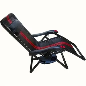 1pc Durable Folding Chair Side Table Attachment, Plastic Beverage and Snack Storage Tray, No Electricity Needed, Black