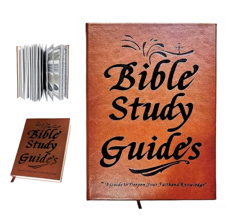 Vintage Faux Leather Notebook - Lightweight Office Stationery with Insights, Blank Pages, Cross Accents for Bible Study, Bible-Themed Graphic Notebooks