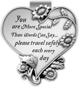 Heart-Shaped  Visor Clip,  Visor Medal Accessories, Driving Safety Prayer Bless Religious  for Family, Friends,  Drivers