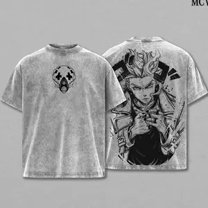 Enjin Gachiakuta Washed Tee – Heavy Cotton Oversized Vintage Graphic T-Shirt, Gritty Manga Antihero Streetwear, Cyberpunk Style Unisex Retro Top HHY 4XT
