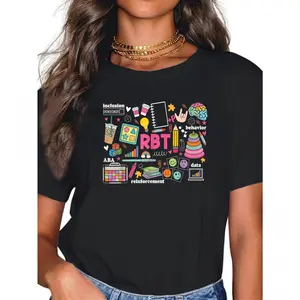 2026 New Unisex Boxy Fit Heavyweight TeeABA Therapist Graphic Tee for Women - Professional Behavioral Health Design with ABC Charts & Data Sheets, Perfect for RBTs, Mental Health Professionals & Casual Workwear (Machine Washable) Fit Everyday