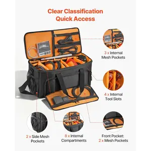 VEVOR Rolling DJ Cable Bag, 1680D, Padded File Gig Bag with Wheels, 6 Detachable Divider, Travel Storage Music Gear Case, for Professional DJ Gear, Musical Instrument and Accessories, Sound EquipmentVEVOR Super Brand Day
