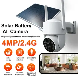Outdoor Wireless Solar WiFi Camera, 4mp HD Video, Pir Motion Detection, 8000mah Rechargeable Battery, Low Power Consumption, Solar Camera Security