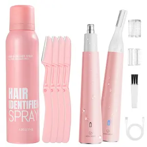 Hair Identifier Spray & Facial - Nose Hair Remover: 2 in 1 Painless Electric Shaver and Nose Trimmer - Rechargeable Hair Removal Tool Smooth Comfort