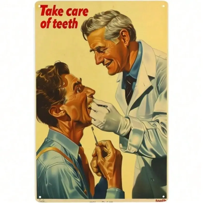 Tin Plaque Dental Care Vintage Artistic Aluminum Sign Tooth Chart Art Dentist Office Decor Educational Poster Metal Wall Decor Decoration Ornaments for Clinic Display