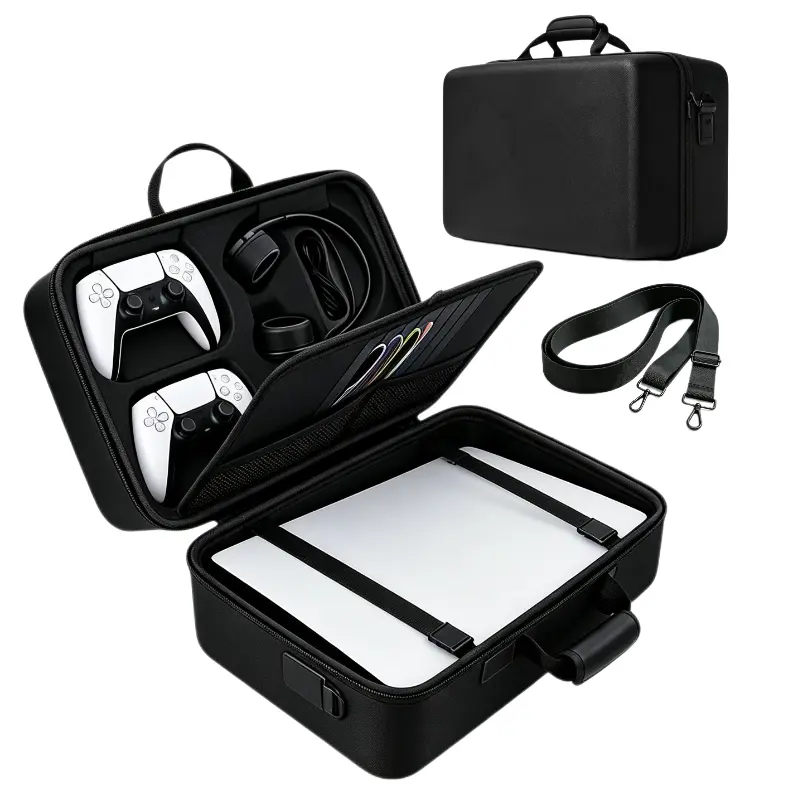 PS5 Compatible Gaming Travel Carrying Case - Large, Functional, Scratchproof Portable Storage Bag for Console, Controller, Headset, Games, Accessories with Adjustable Shoulder Strap