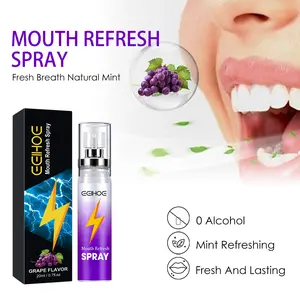 Cleans Oral Odors Mouth Refresh Spray  Freshens Breath, and Leaves a Long - lasting Scent.A Portable Spray for On - the - Go Freshness Aroma Blend Chamomile Grape Peach Peppermint Propolis Sensitive
