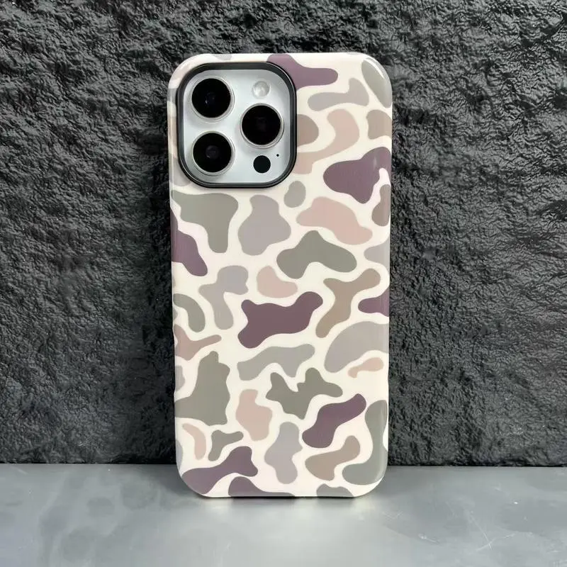 Camo Pattern Smartphone Case - 2-in-1 Shockproof Protective Phone Accessory with Soft TPU Inner Shell, Polycarbonate Bumper, Compatible with iPhone 17, 16, 15, 14, 13 Pro Max Plus, Accessories