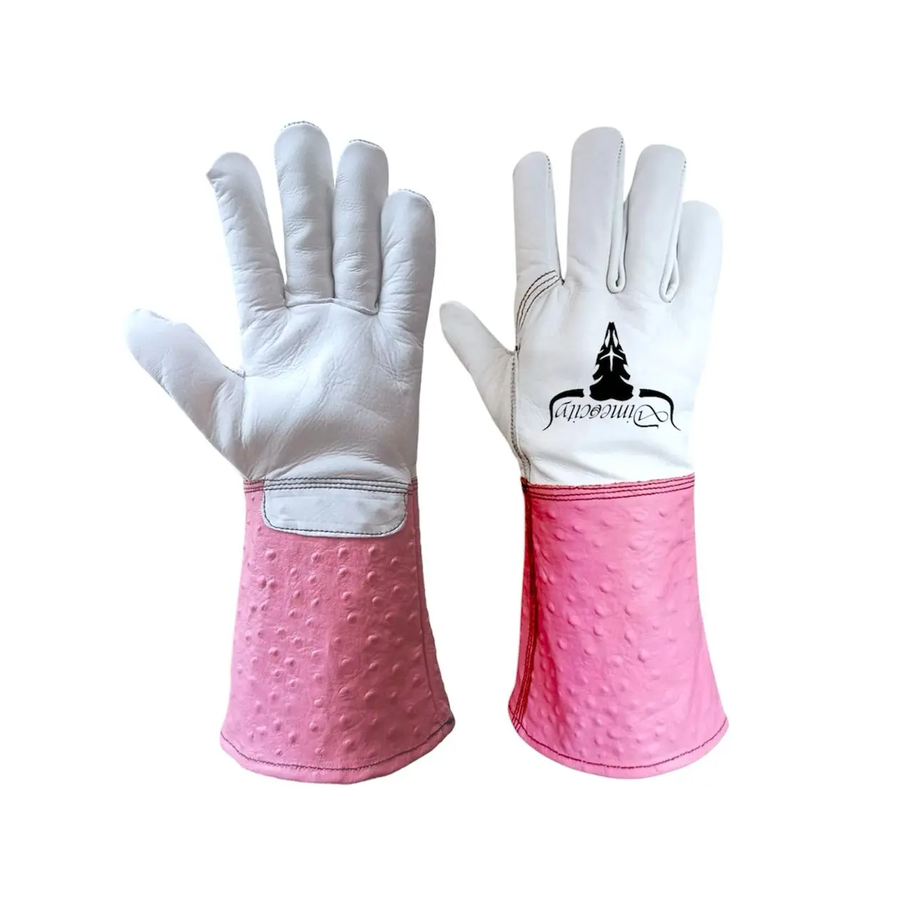 Pink Ostrich Textured Welding Gloves 777's