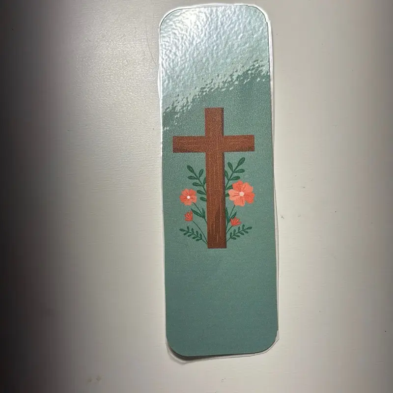 Green and flower cross bookmark