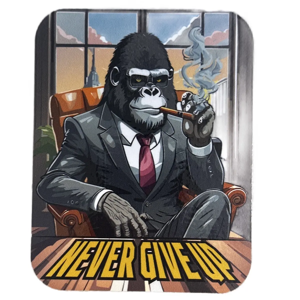 Never Give Up Gorilla Vinyl Decal - Inspirational Decorative Sticker