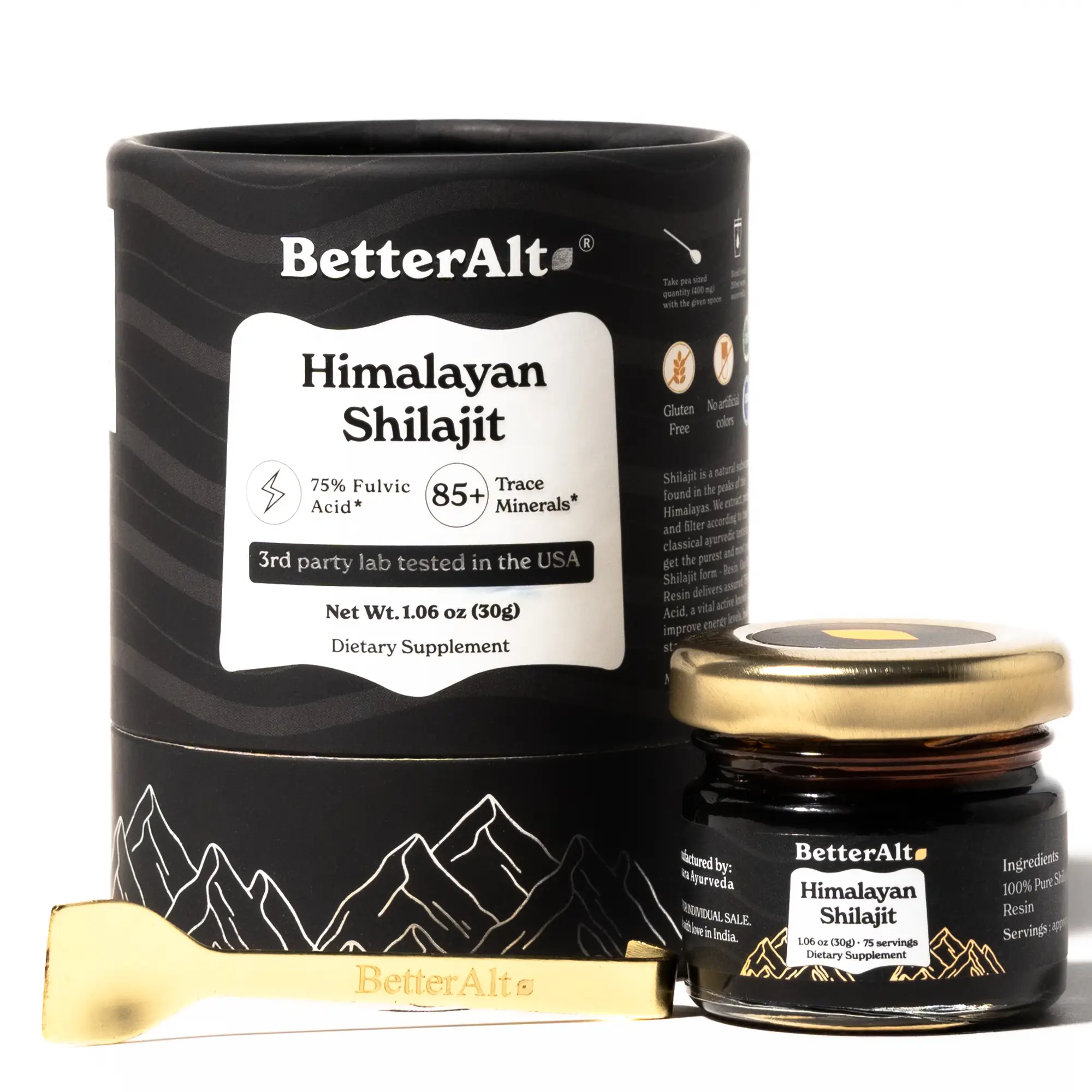 BetterAlt Pure Himalayan Shilajit Resin | Himalayan Superfood | Lab-Tested for Purity | Helps Build Energy Levels | 75 Servings | Dietary Supplement