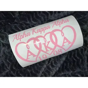 Alpha Kappa Alpha (AKA) Heart Design Car Decal - Durable and Weather-Resistant