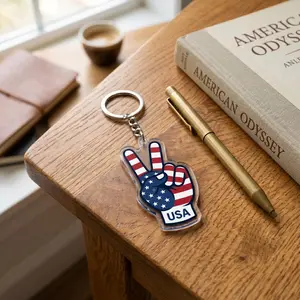 Usa Peace Sign Keychain, American Flag Hand Charm, Patriotic Victory Symbol Keyring, 4th Of July Gift, Stars And Stripes Bag Tag, Usa Gift