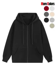 Men's Solid Color Drawstring Zip Up Hoodie, Casual Loose-Fitting Long Sleeve Pocket Hooded Sweatshirt for Fall & Winter, Men's Clothes for Daily Wear
