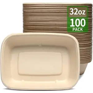 100 Pack 32 oz Large Paper Bowls, Style Disposable Bowls For Burrito,Nacho,Taco Salad,Baked Potato, Nacho Bar Supplies For Party