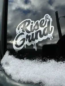Rise & Grind Sticker - 2-Pack -  Easy to Apply - Perfect for Cars Trucks SUVs or Offices - Vehicle Exterior Decoration, High Outdoor Resistance