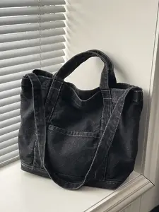 Women's New Large Capacity Denim Tote Bag, Handheld Shoulder Crossbody, Ideal for Daily Use, Commuting, Work, and Outdoors
