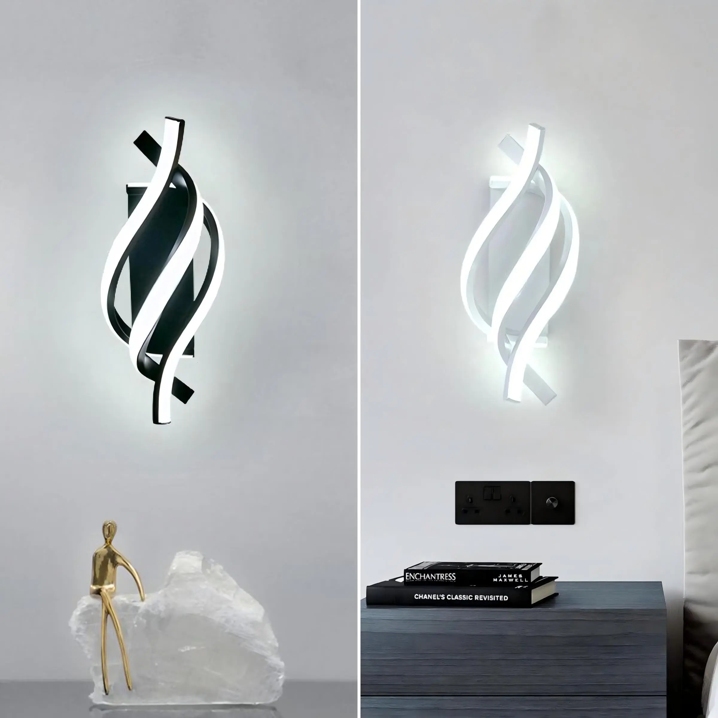 Iron Art Wall Light, Modern Spiral Shape LED Wall Lamp, LED Wall Sconce, Three Color Indoor Light with Silicone Lampshade, Ideal for Bedroom Living Room and Balcony, LED Mood Light, Ambient Decor Lighting