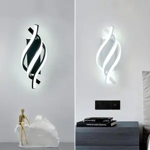 Iron Art Wall Light, Modern Spiral Shape LED Wall Lamp, Three Color Indoor Light with Silicone Lampshade, Ideal for Bedroom Living Room and Balcony, LED Mood Light