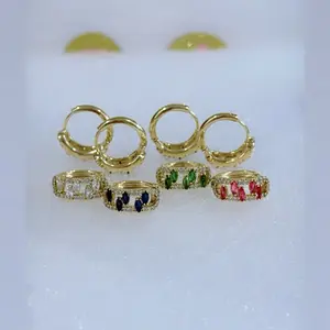 Elegant Leaf Design Hoop Earrings #01770 14k Laminated Gold Hypoallergenic 2 Layers Protection Daily Use