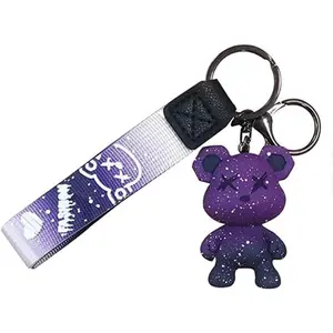 Cute color changing bear keychain, cartoon bear keyring bag pendant wristband, suitable for car key backpack accessories